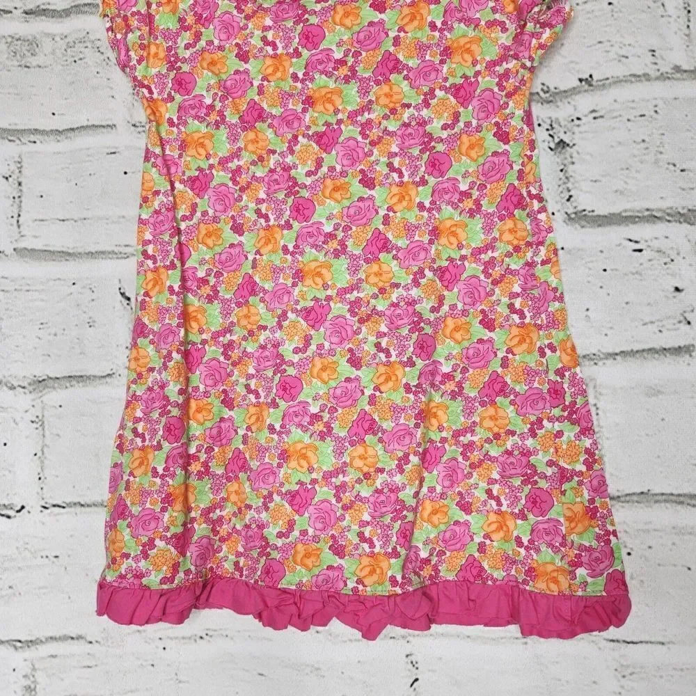 Hannah Andersson Girl's Pink Flower Short-Sleeved T-Shirt Dress Size 5-6